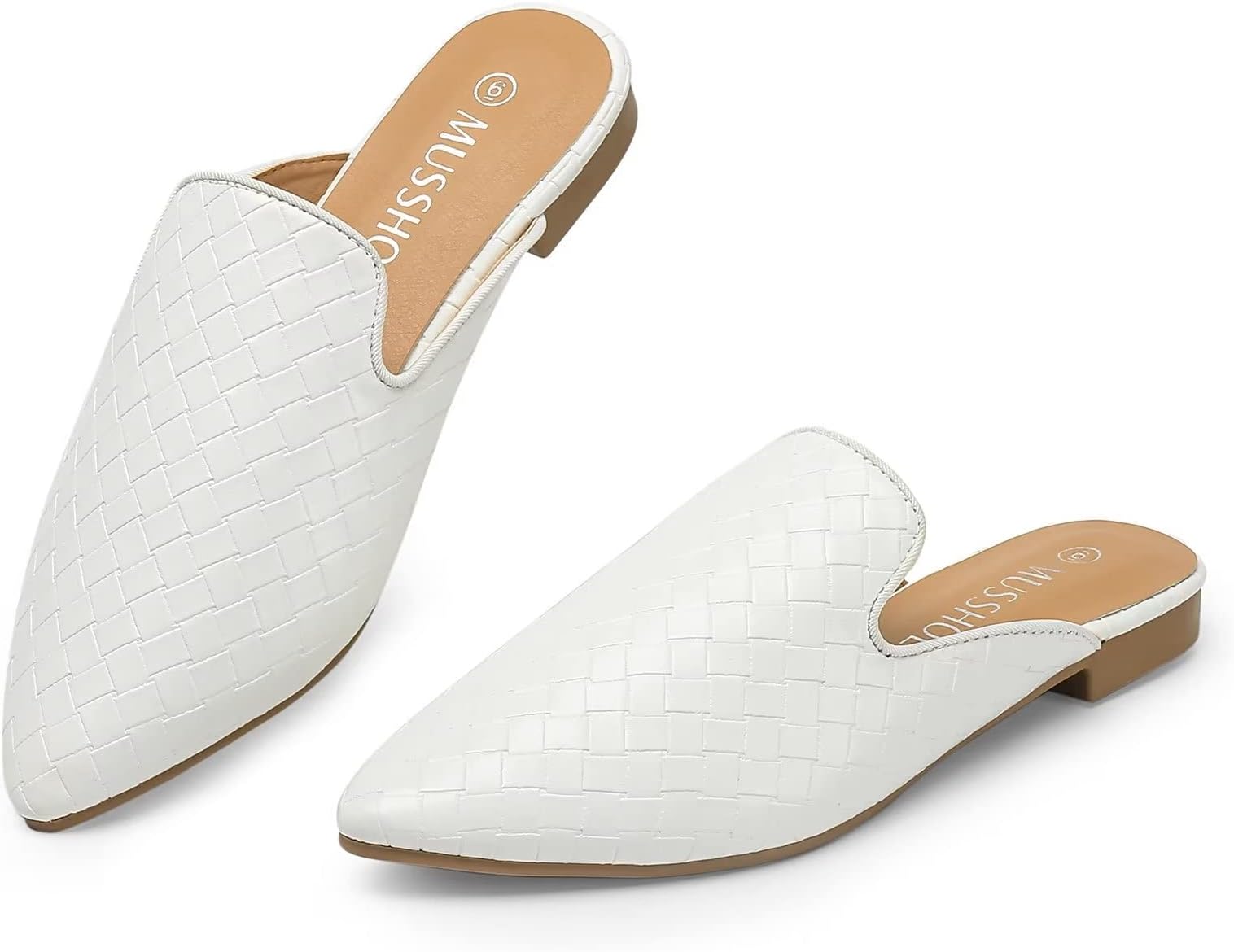 MUSSHOEMules for Women Flats Comfortable Pointed Toe Women Mules