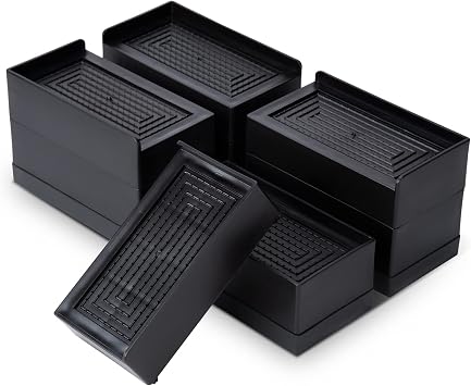 4 Pieces Adjustable Bed Risers, 3 Inch Heavy Duty Furniture Risers for Sofa,Table, and Chair and Couch, Stackable Table Risers with Storage Space Saving, Sofa Risers Lift Up to 1100lbsBlack