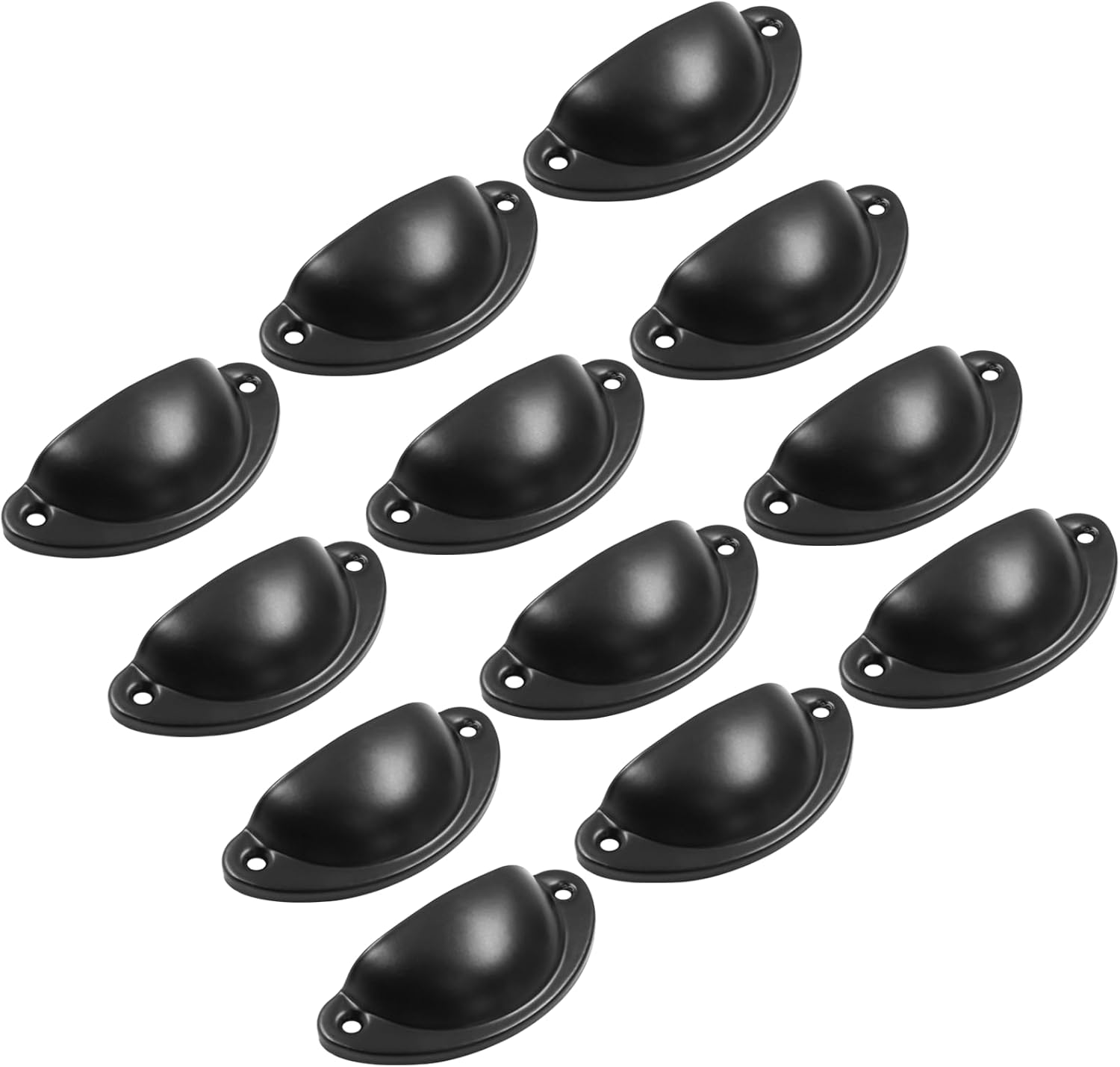 Hordion 12 Pack Drawer Cup Pulls 2.5 Inch Hole Centers, Black Cabinet Pull Handles Kitchen Hardware with Screws for Kitchen Furniture Decoration