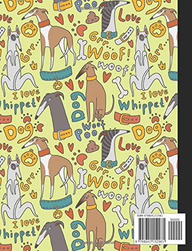 Composition Notebook: Adorable Whippet Dog Pattern Design Composition Book: Cute Dog Gifts for Dog Lovers Girls Or Women (Wide Ruled 7.44 x 9.69 inch 110 pages) - Image 2