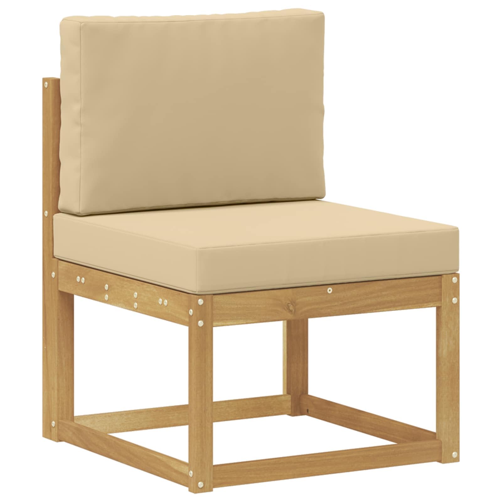 Gartenmöbelgarnitur 7-teilig aus massivem Akazienholz wetterfestes Design für Terrasse Balkon und Garten, inklusive Tisch, Hocker, Sofas, Sitzkissen und Rückenlehnen