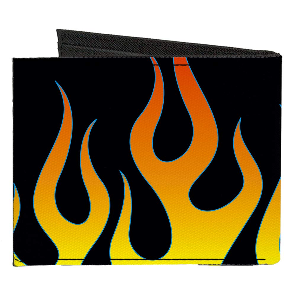 Buckle-Down Men's Standard Canvas Bifold Wallet Flames, 4.0