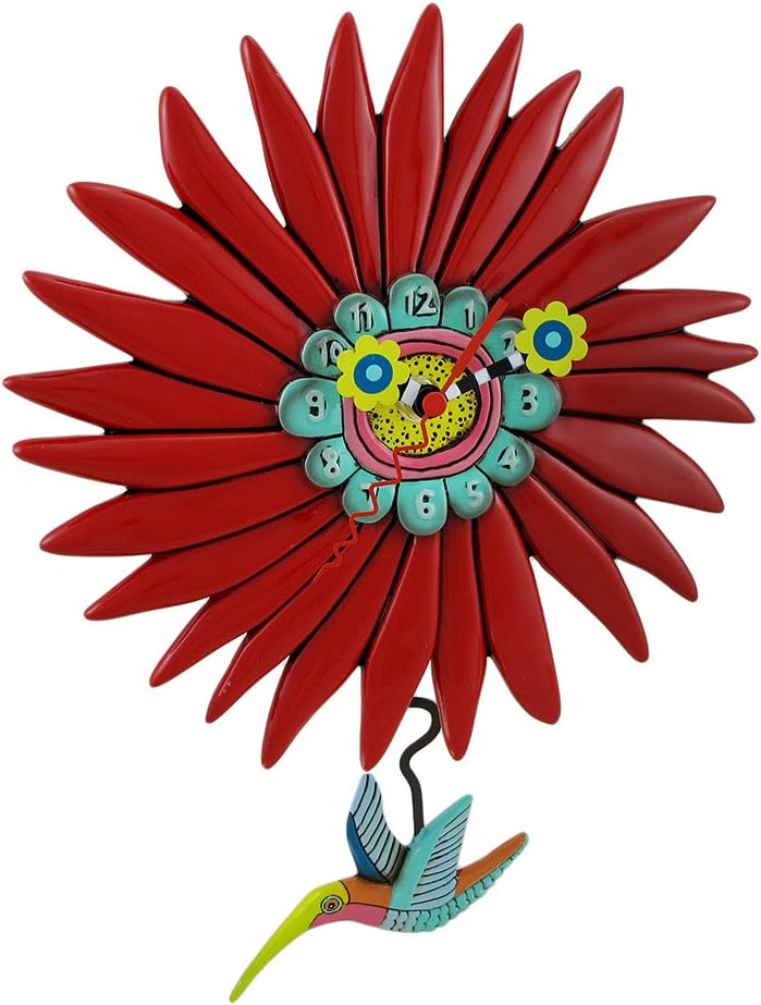 Allen Designs Humming Around Hummingbird and Flower Wall Clock