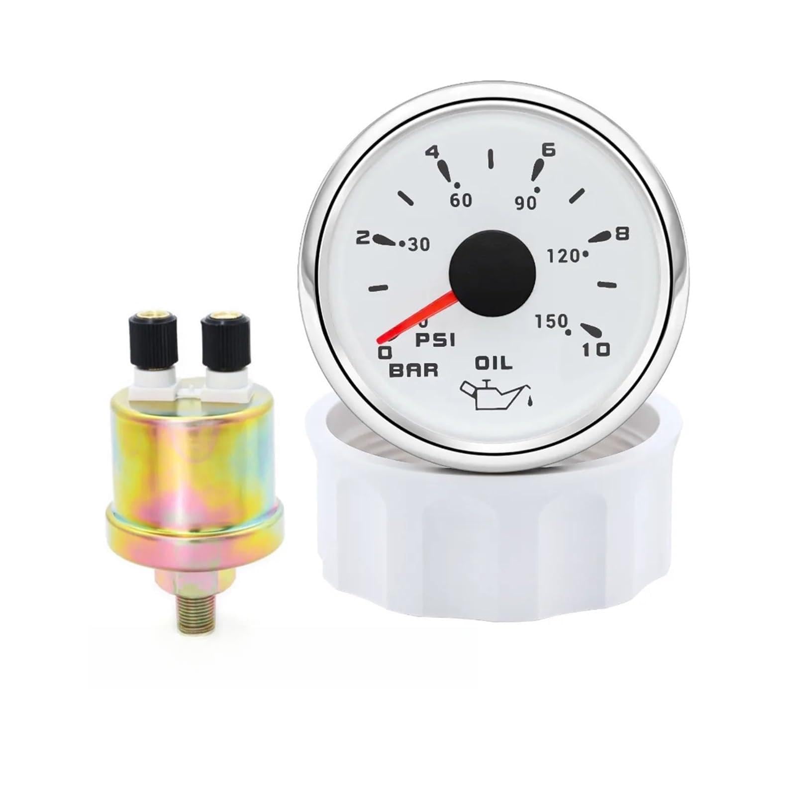 Ciśnieniomierz, Wskaźnik ciśnienia oleju 52 mm 0-150 PSI 7-kolorowa dioda LED do samochodów ciężarowych i łodzi(Gauge and Sensor-1)