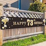 PAKBOOM Happy 73rd Birthday Backdrop Banner Cheers to 73 Years Old Decorations Party Supplies Sign Black