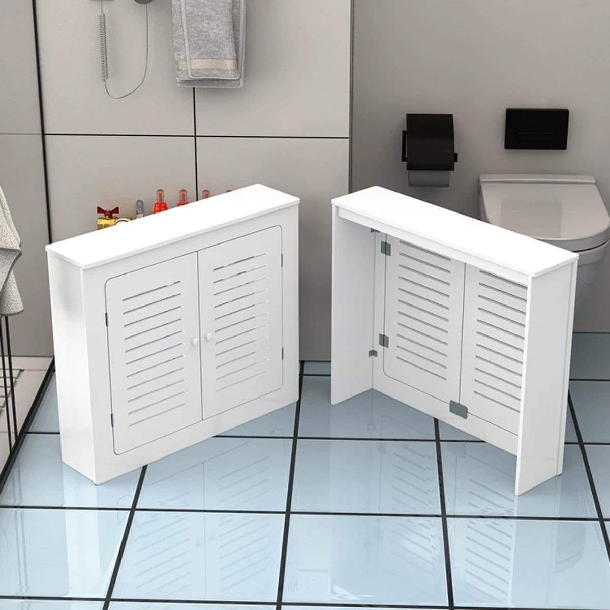 Gabinete decorativo con estante for radiador con WPC impermeable de 12 mm,