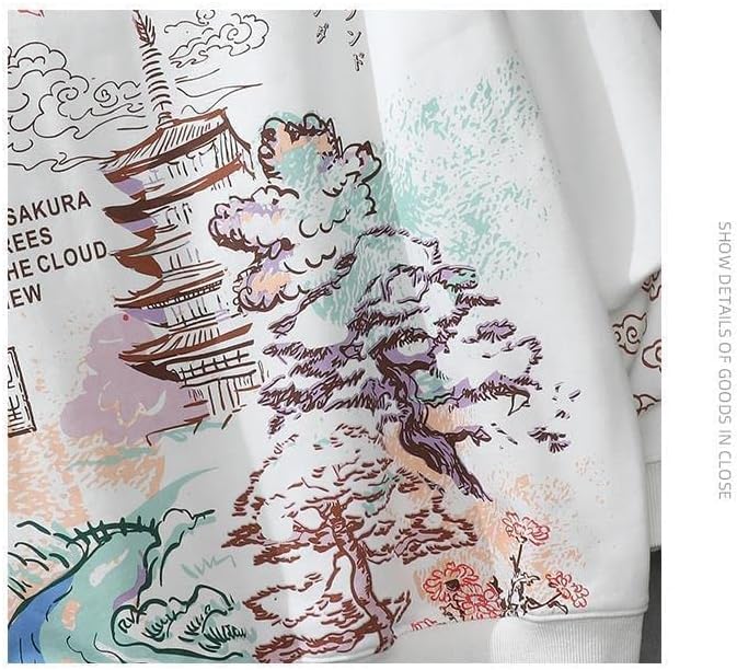 Miniatura 5 de Sudadera con capucha estética japonesa Sakura para mujer y hombre, sudadera con capucha anime Y2K Harajuku de tela coreana de manga larga para