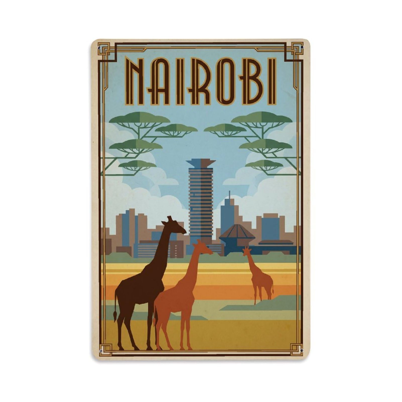 Vintage Travel Kenya Nairobi Metal Tin Sign