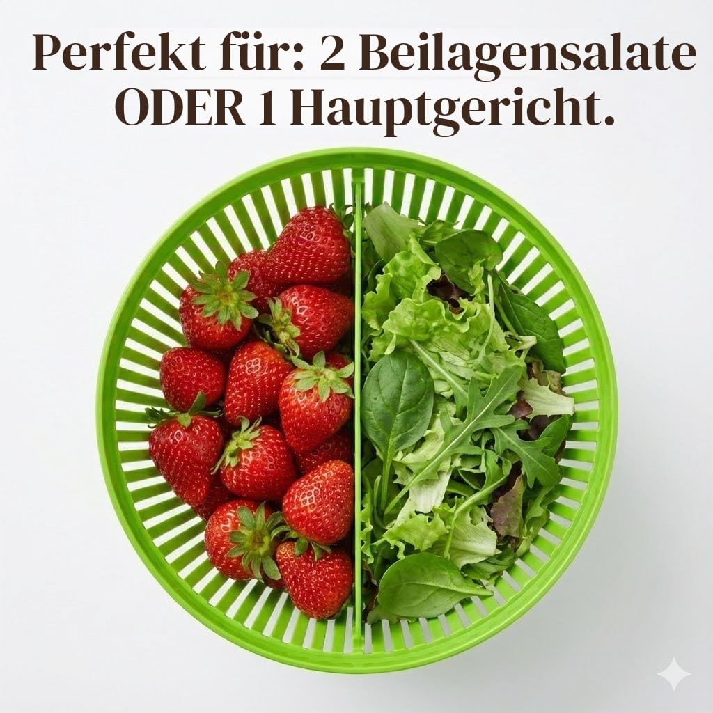 Cooler Kitchen Kleine Salatschleuder 2,5 Qt für Einzelportionen – Mini Salatschleuder und Trockner mit Messbecher – Sieb mit Waschkorb für Obst und Gemüse – Gemüsewascher Küchenhelfer