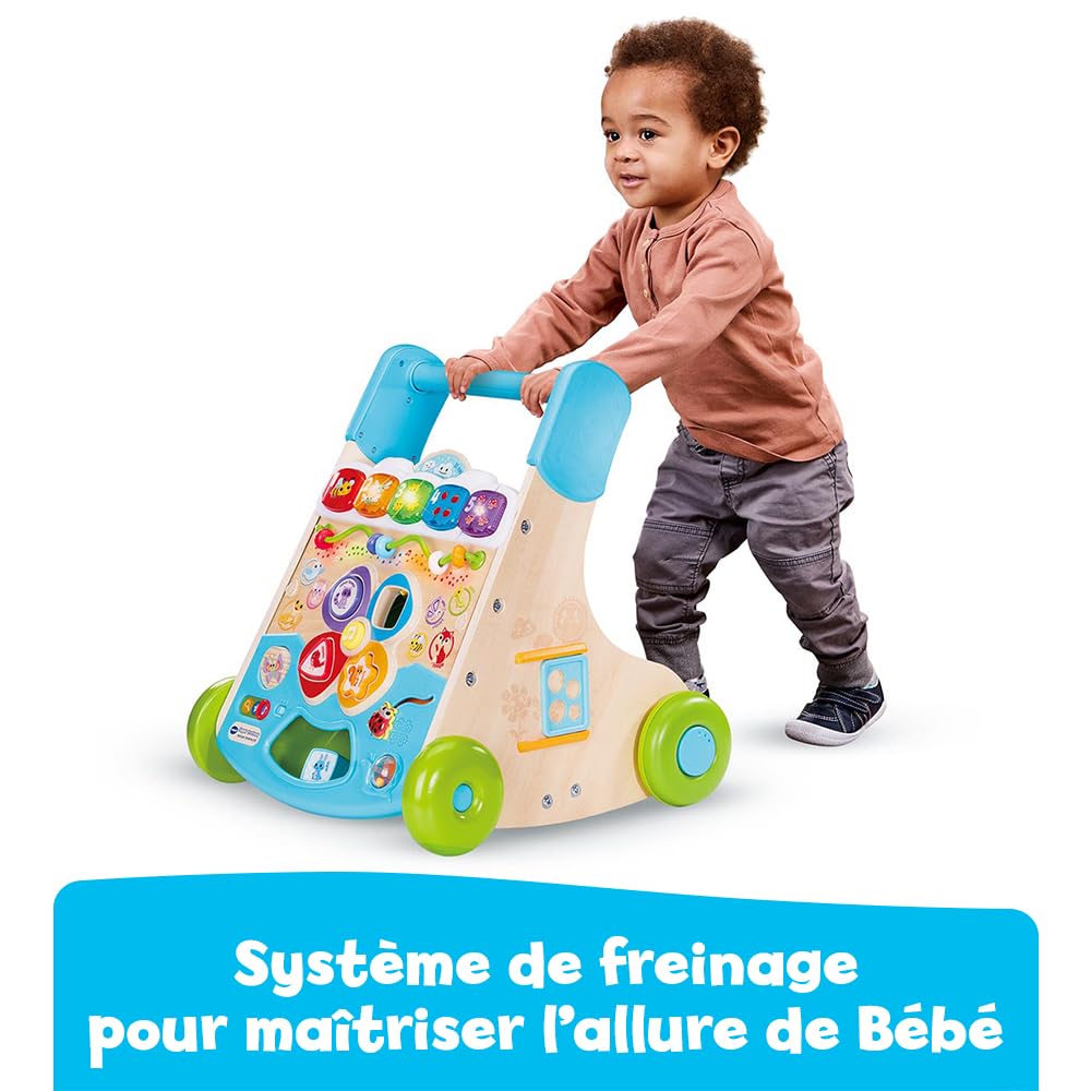 VTech - Super Trotteur Nature Interactif, Trotteur Bébé 2 en 1 Partiellement en Bois, Tableau d'Activités Interactif, Apprentissage de la Marche, Cadeau Bébé Dès 9 Mois - Contenu en Français