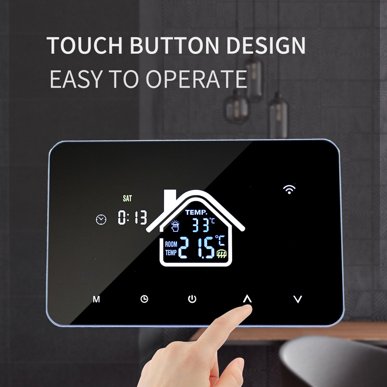 Cocoarm Fußbodenheizungsthermostat, Programmierbarer Digitaler Thermostat AC230V 16A mit 4,3-Zoll-Touchscreen, 41 Bis 203 Grad Fahrenheit-Steuerung, 7-Tage-Zeitplan für Home-Office-Hotel (WiFi)