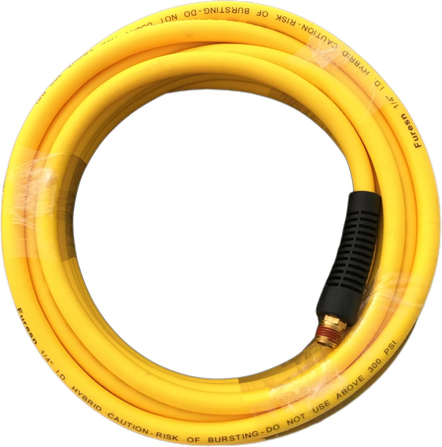 Air Hose 1/4 in x 30 ft, Hybrid Air Compressor Hose Kit with 1/4 in NPT Male Threads, 13 Piece Air Tool & Air Compressor Accessories Kit, Bend Restrictors, 300 PSI (Yellow, 30FT-13 Pieces)