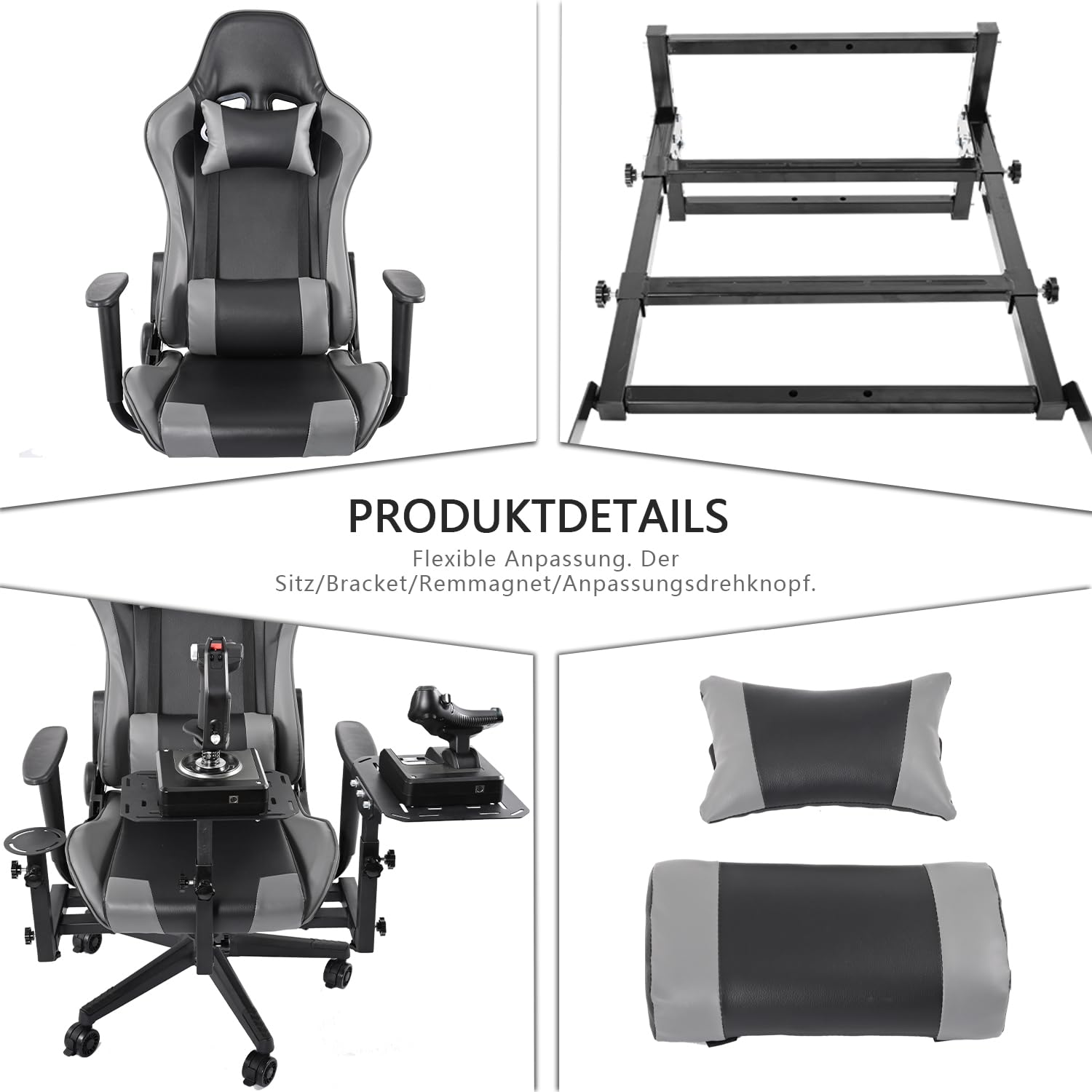 Anman X56 Flugsimulator Cockpit mit Pedal Ständer Passend für Thrustmaster A10C Hotas Warthog, für Logitech X52,Lenkrad, Handbremse, Pedale nicht enthalten
