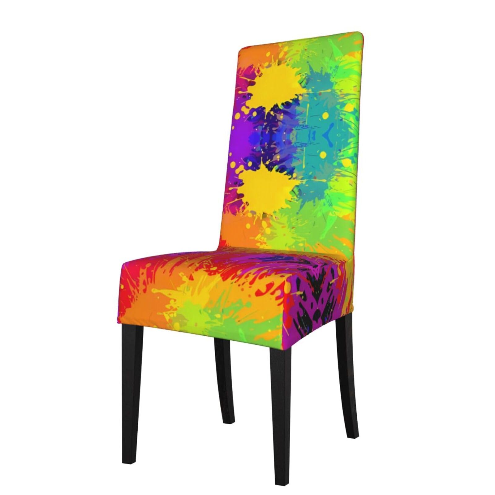 WHJSHOP Colorful splash Prints Protection Cover for Dining Chair - Stretchy & Wrinkle-Resistant Chair Throws, Perfect for Home & Event Decor
