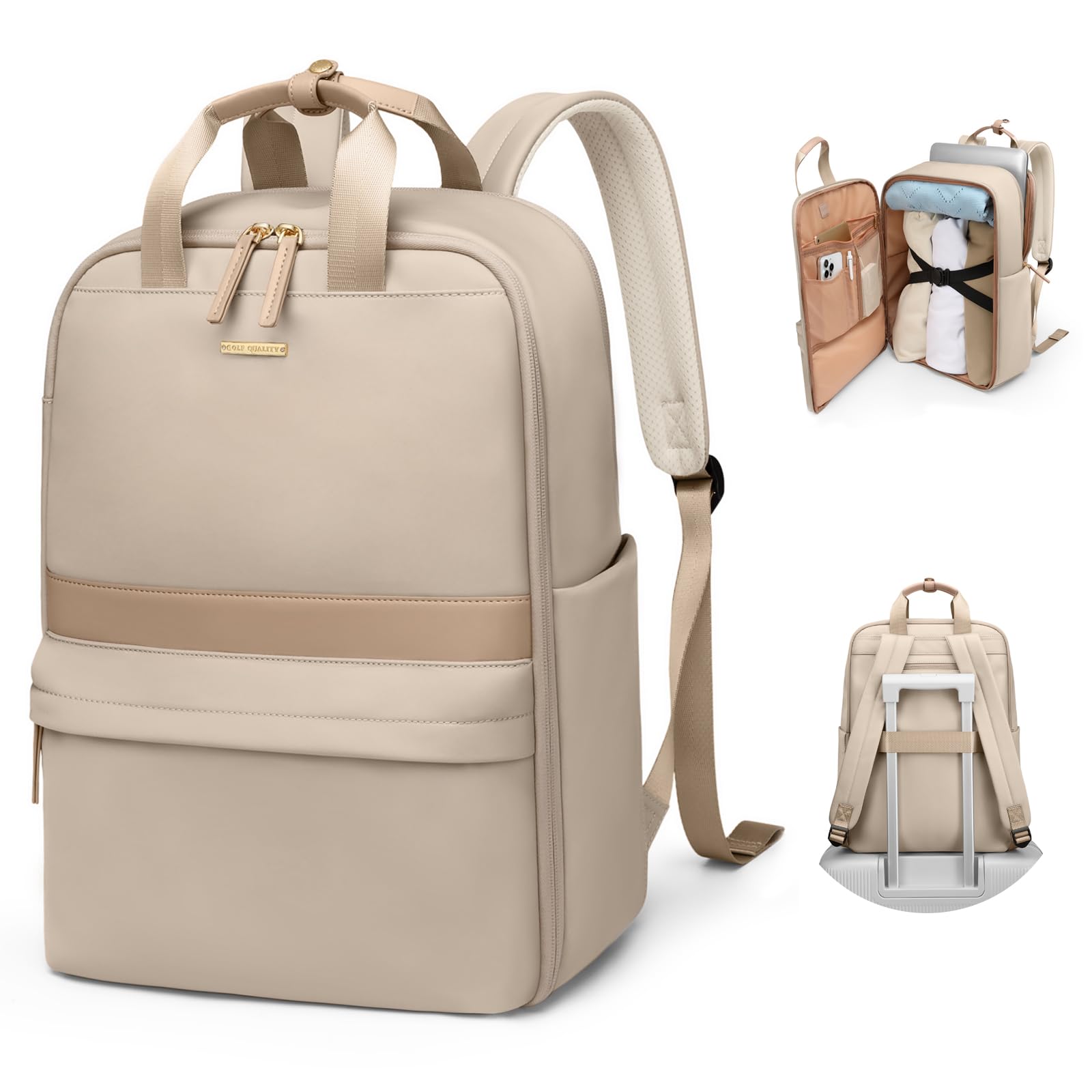 GOLF QUALITY Laptop Backpack for Women Carry On Backpack Travel Backpack with Laptop Compartment for Work Travel Business Fit 16 Inch Notebook,