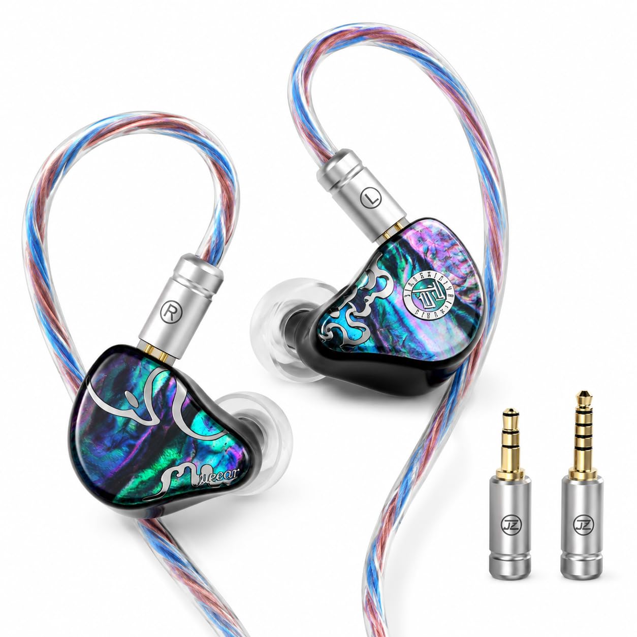 HiFiGo IEMs Juzear x Z Reviews Defiant - Auricolari in-ear con driver ibrido 1DD + 3BA, cuffie IEM da gioco cablate HiFi con cavo rimovibile per musicisti, audiofili e gamer (arcobaleno)