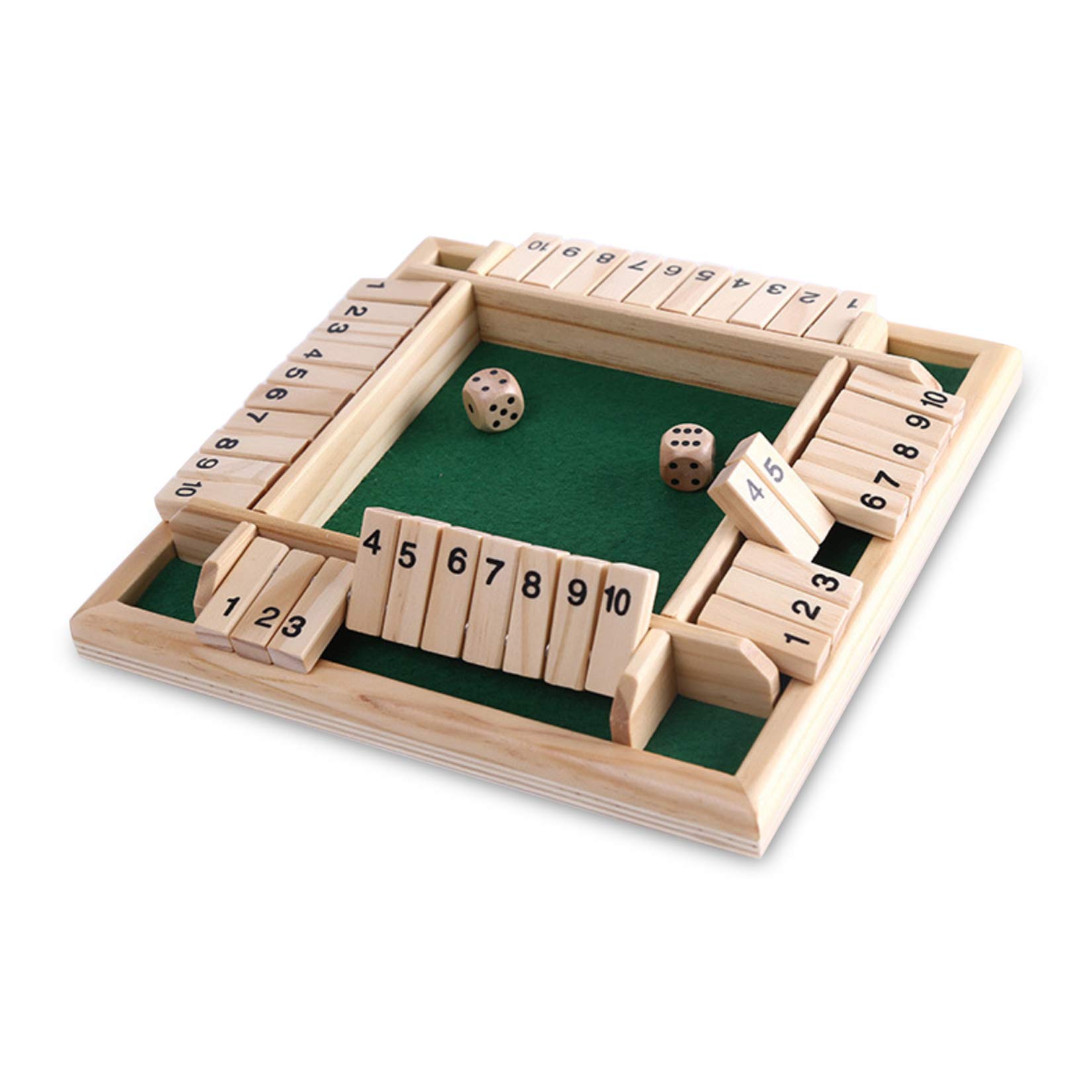 Amazon.com: Shut The Box Family Game, 4 Sided Large Wooden Number Dice  Board Game( 1-4 Players ), 8 Dice + Shut The Box Rules, Amusing Game for  Learning Addition for Kids /