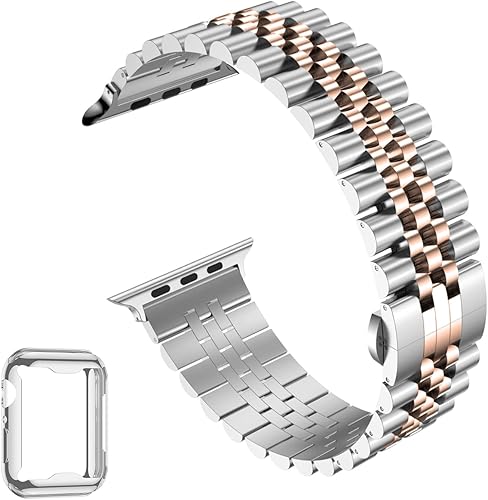 Miniatura 3 de baozai Correa de metal con funda compatible con Apple Watch de 3840411.654 in Series 344451.654 in Series 101.811 in, funda protectora de pantalla