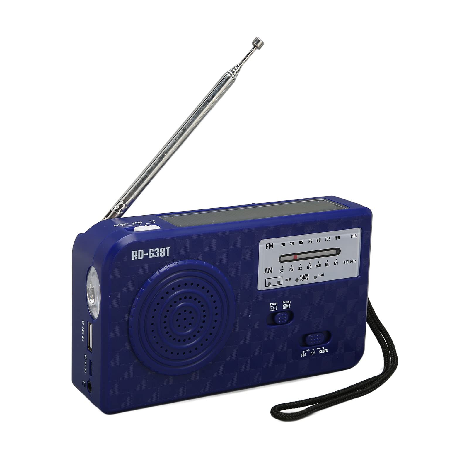 Cuifati Solar Hand Crank Emergency Radio with LED Flashligh, Portable FM AM Weather Radio with Emergency Siren Sound, USB Rechargeable Battery Powered Radio, for Outdoor Camping (Blue)