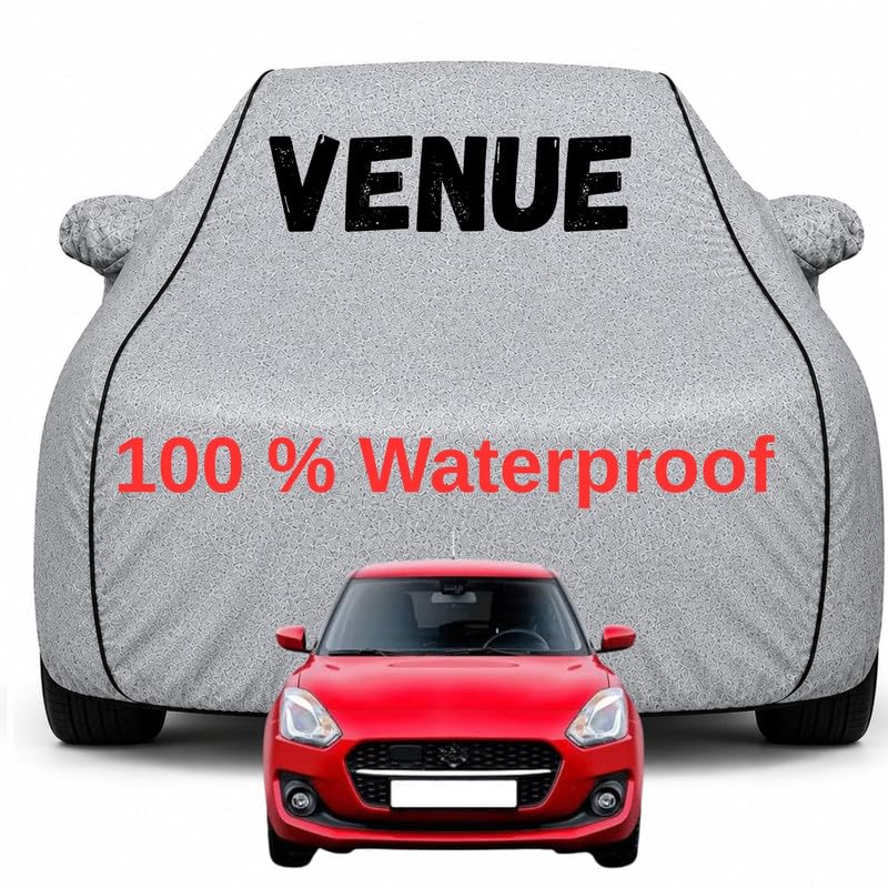 Image of Durable Full Body Waterproof Venue Car Cover | Premium Polyester Silver Cover | Custom Fit Vehicle Protection | UV Resistant, Dustproof, Scratch Resistant, Heat & Wind Protection