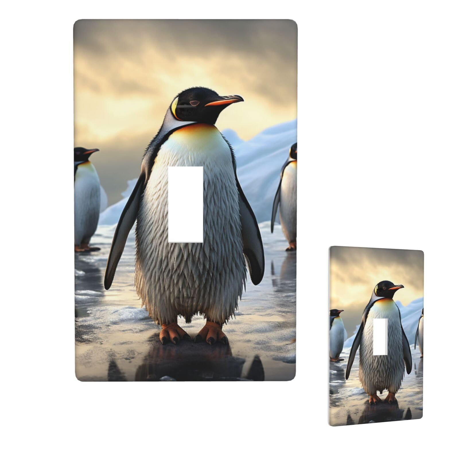 1 Gang Single Toggle Wall Plates, Unbreakable Decorative Light Switch Plate Covers Penguin Electrical Switchplate Cover Faceplate For Bathroom Kitchen Decor