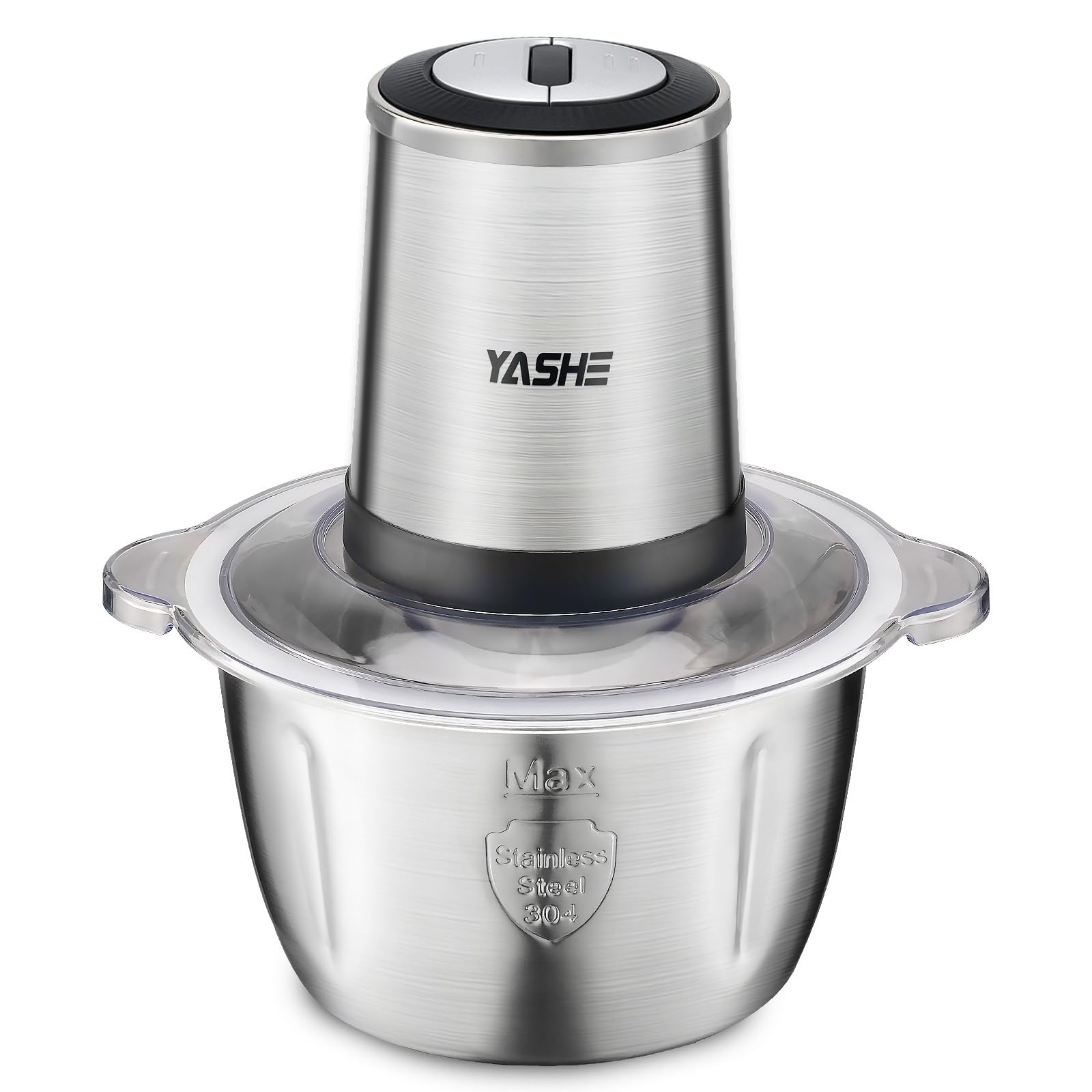 YASHE Mini Food Chopper 500W, Electric Food Processor with 1.8L Stainless Steel Bowl, Meat Grinder with 4 Bi-Level Blades, 2 Speeds