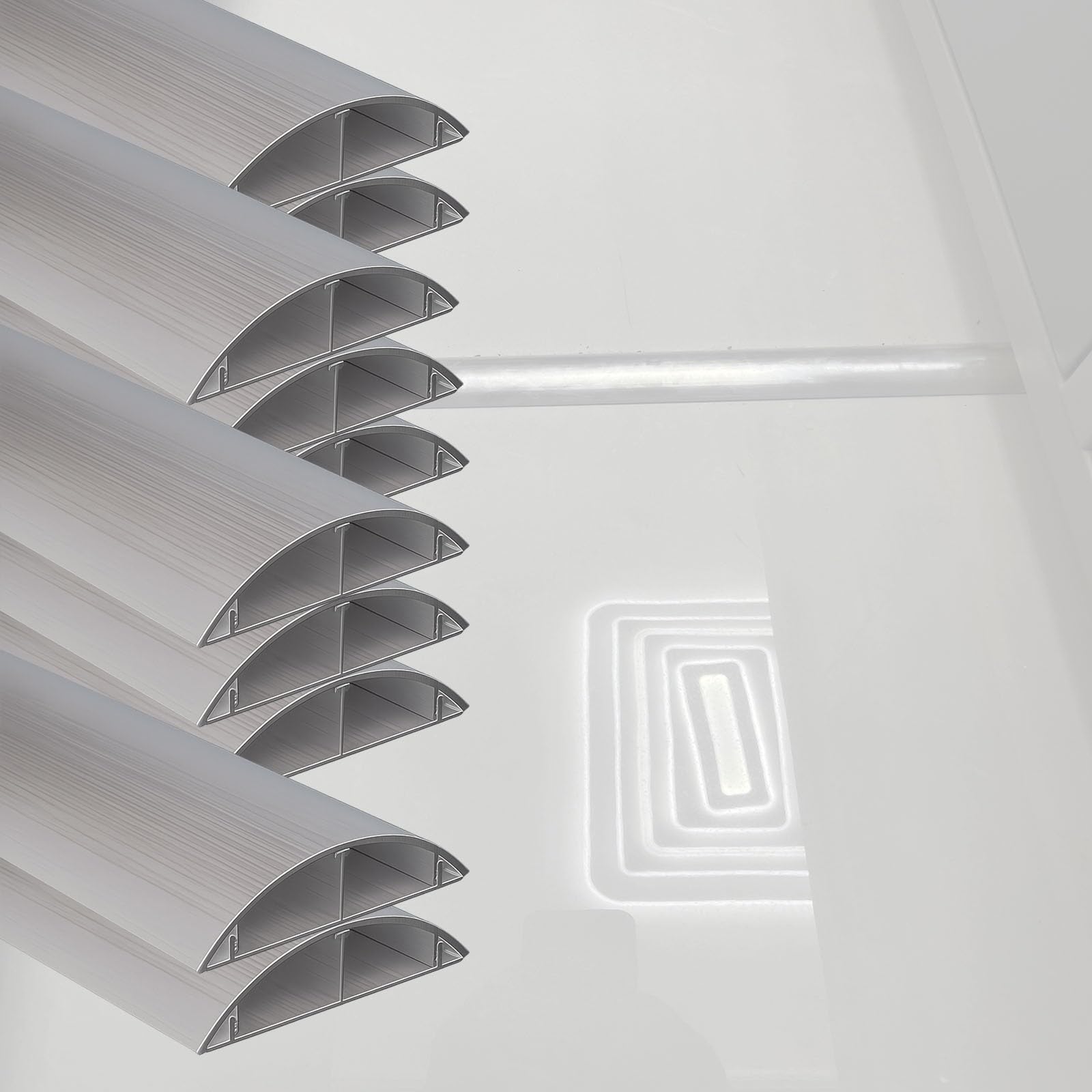 canalina passacavi muro Kit canalina per cavi da 4 10 pezzi in lega di alluminio spessa, condotto semicircolare autoadesivo per cablaggi, kit di cablaggi(10 PCS,W 40 MM L 100 CM H 10 MM)