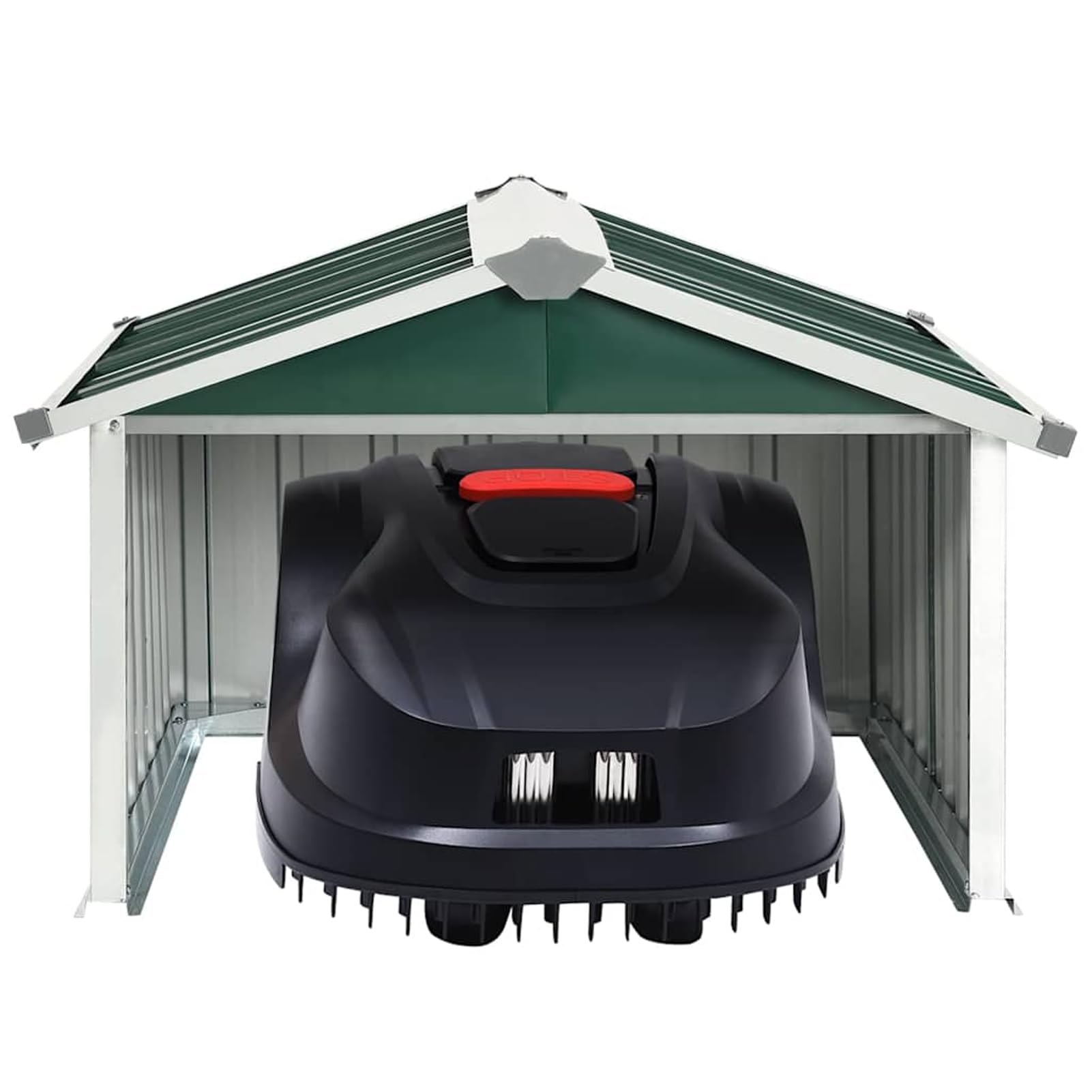 Gecheer Rasenroboter-Garage, verzinkter Stahl, wettergeschützter Aufbewahrungsschuppen für Rasenmäher-Roboter, 92x97x63 cm, für Garten und Rasenpflege