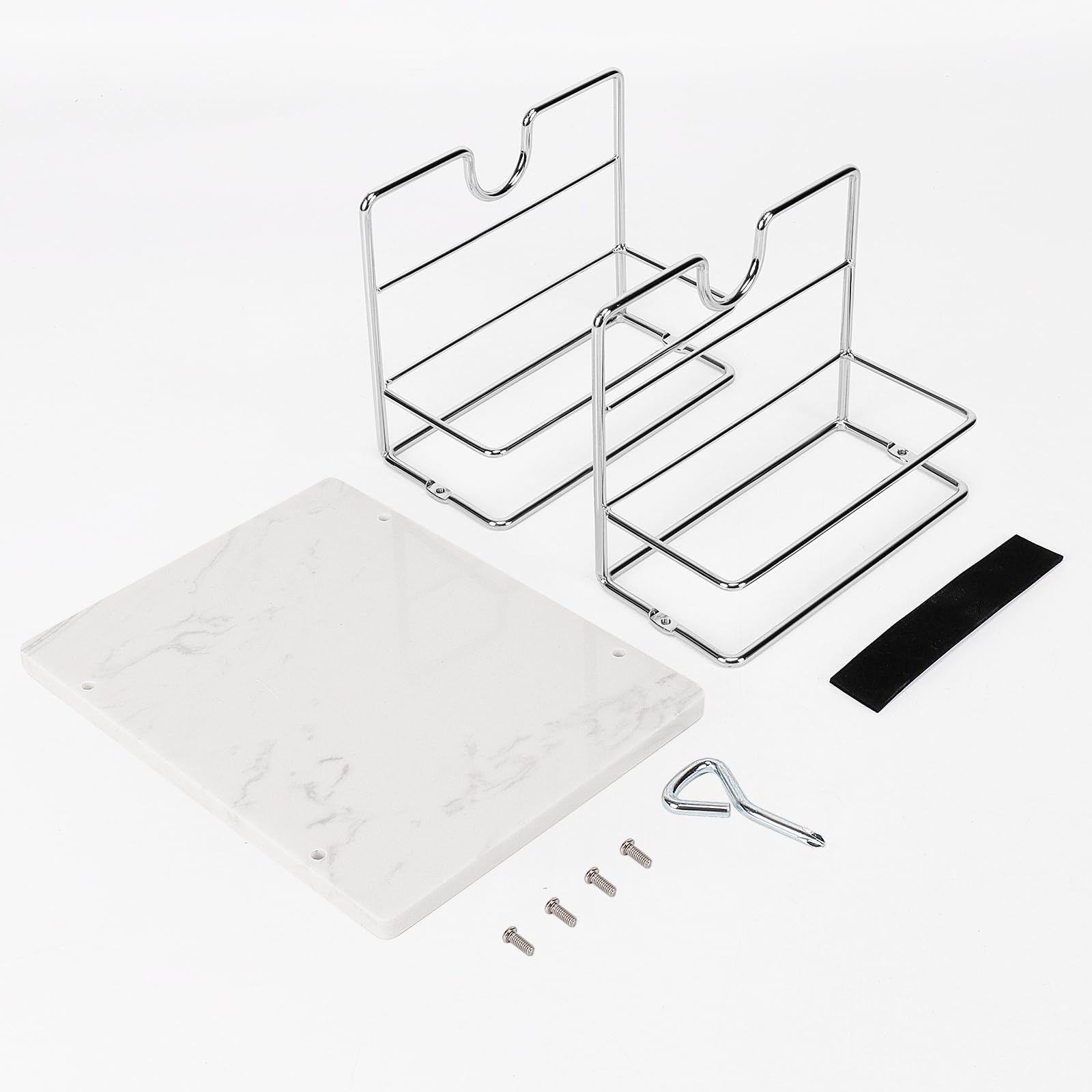 Livabber Napkin Holder, Metal Napkin Holder with Salt and Pepper Shakers Caddy Modern Napkin Dispenser for Table Kitchen Countertop, Not Including Salt and Pepper Shakers (Large Marble, Chrome)