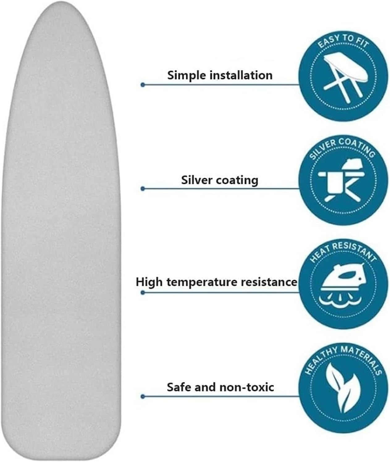 Ironing board cover, Iron Board Replacement Cover, Scorch Padding, With Cotton Pad(Gray,48x15inch(120x38cm))