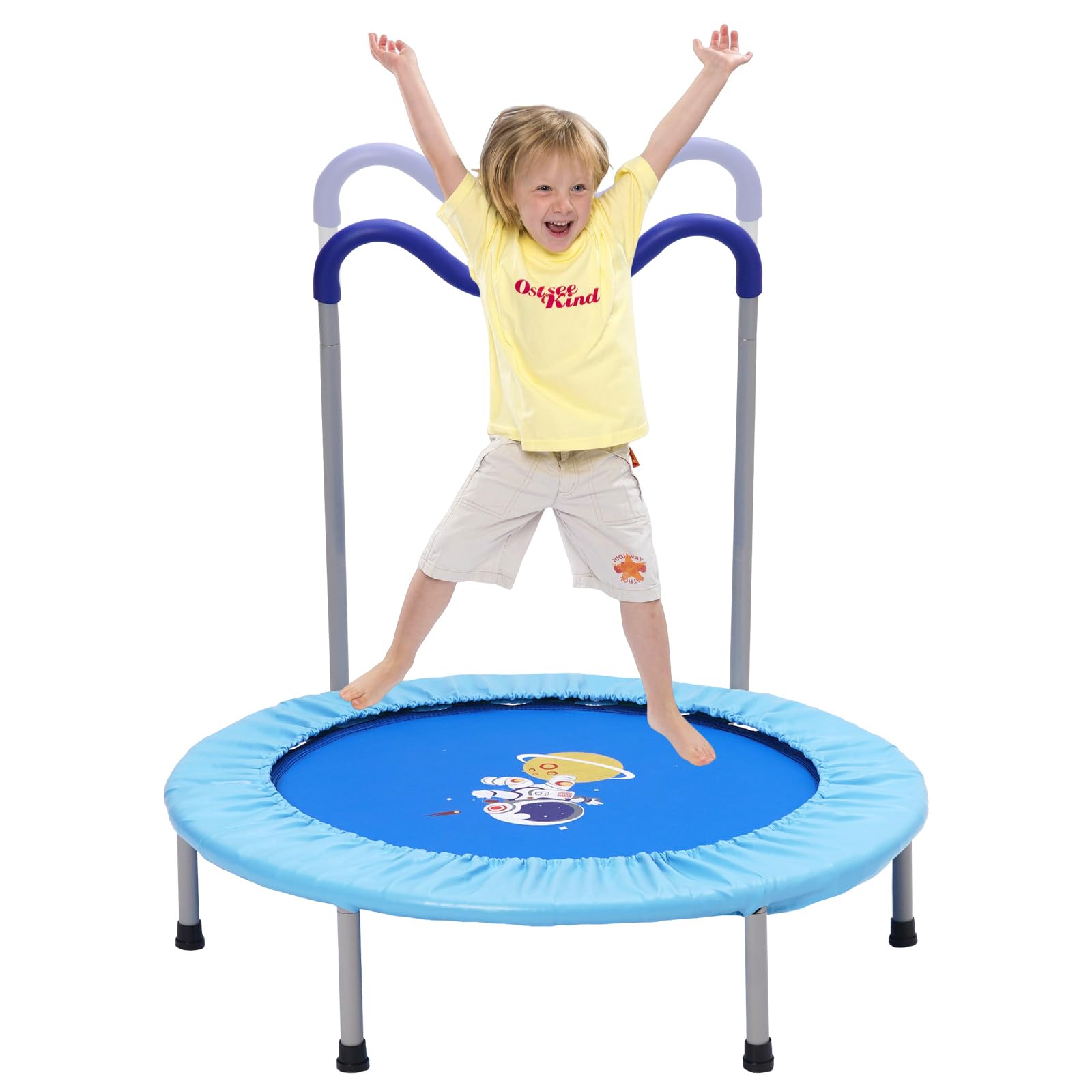 91cm Trampolines para Niños de con Reposabrazos de Espuma,Lona de Salto y Protector de Lluvia Trampolín Infantil a Partir de 3 Años,Cama Elástica Niños Interior/Exterior Máx.120 kg