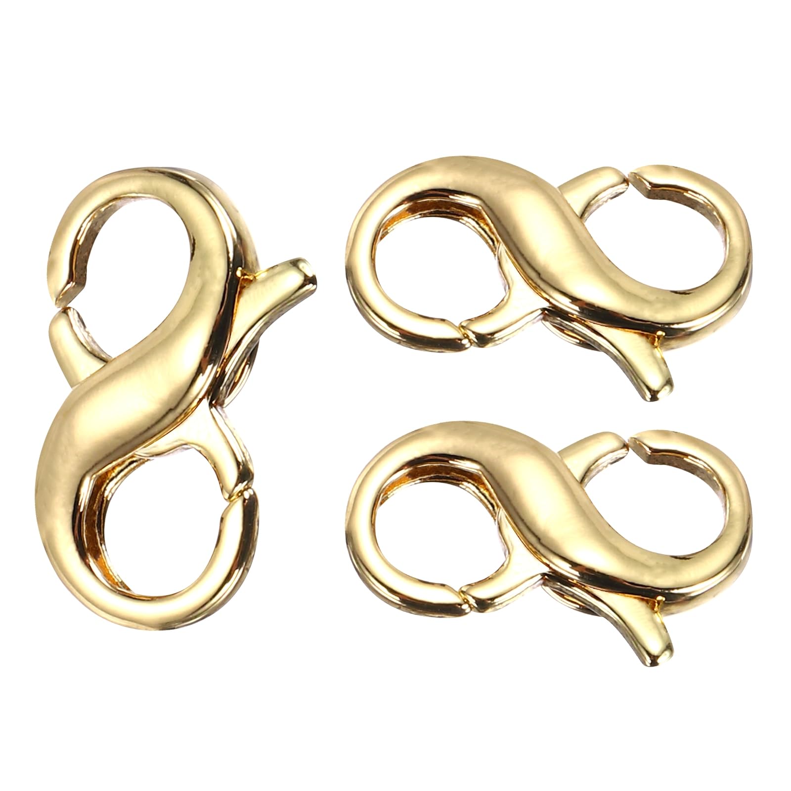 sourcing map 8mm x 13mm Double Opening Lobster Clasp, 3 Pcs Necklace Bracelet Extender Clasp and Closures Connector 14K Gold Plated for Jewelry Making Repair Anklets, Gold Tone