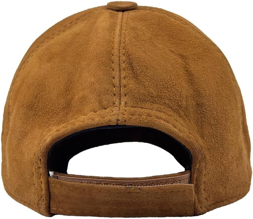 Unisex Genuine Suede Leather Baseball Cap, Vintage-Style Adjustable Strap Hat for Men & Women, One Size Fits Most - Image 4