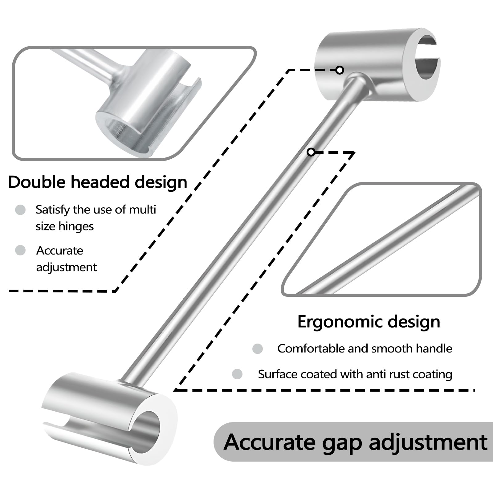 Huakaile Steel Hinge Gap Adjusting Wrench, 14-19 mm Door Hinge Adjustment Tool - Image 3