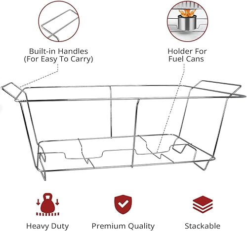 Miniatura 8 de Paquete de 6 soportes de alambre para bufé, marco cromado para eventos, fiestas, bodas y fiestas de cumpleaños, soporte de roce de tamaño completo