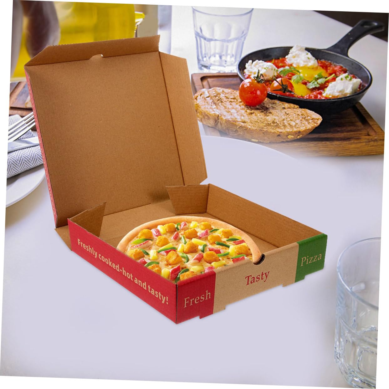 10 Stück Pizzakartons 7.28X7.28X1.57In Lebensmittelechte Pizzaverpackung Für Restaurant Takeaway Frischhaltung Und Sichere Aufbewahrung Von Pizza Und Speisen