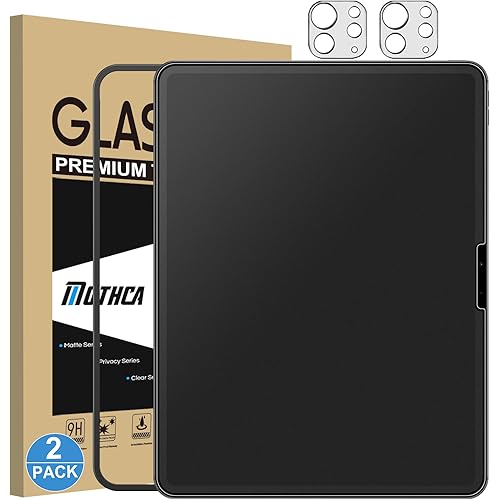 Mothca 2 Pack Matte Glass Screen Protector for iPad Pro 13-inch M5 2025 / M4 2024 + 2 Pack Camera Lens Protector with Installation Frame, Anti-Glare & Anti-Fingerprint Tempered Glass, Smooth as Silk