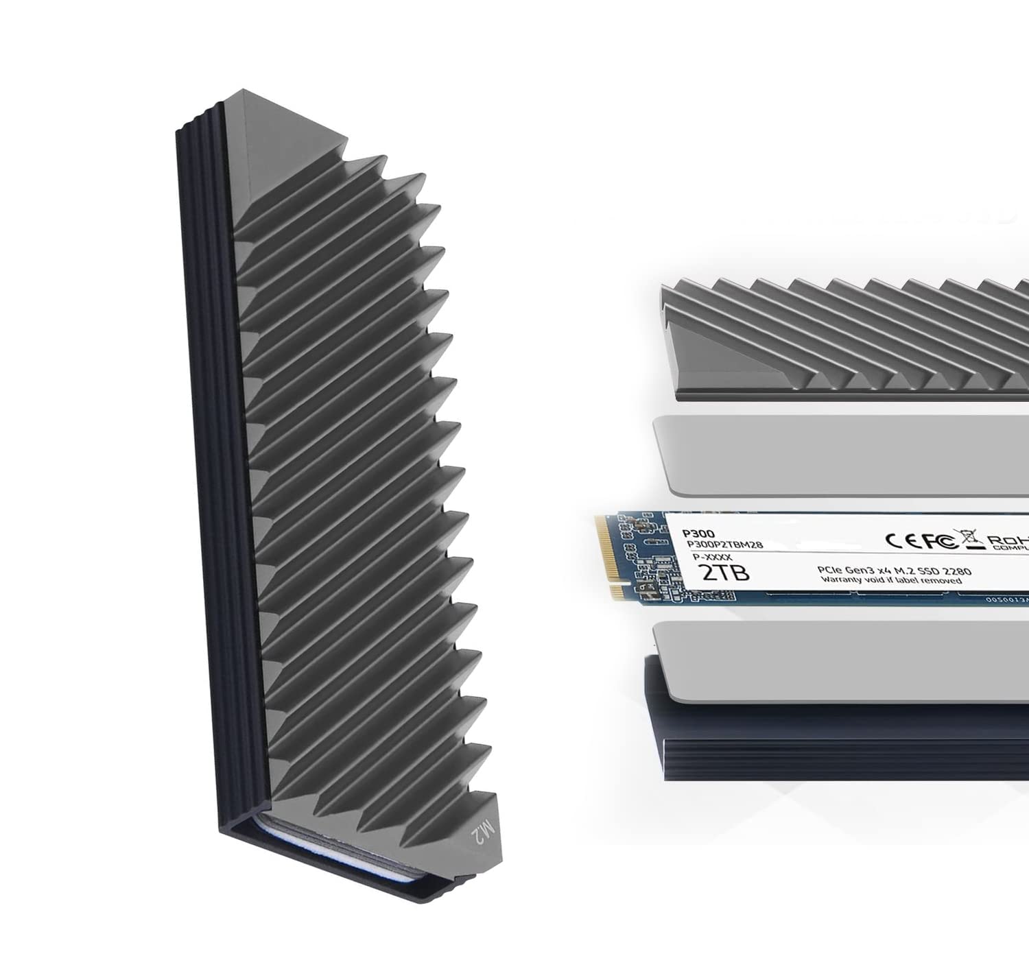 M.2 Heatsink Cooler, M.2 2280 SSD Heatsink, Aluminum Double-Sided NVME Heat Sinks with 4 PCS Silicone Thermal Pad and 1 PCS Screwdriver for PS5 Computer PC -Grey