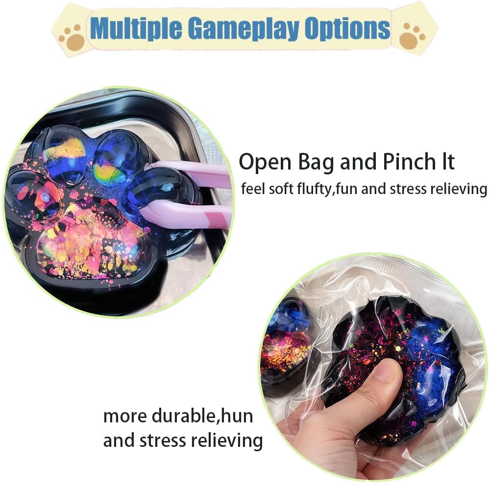 2PCS Cat Paw Sensory Toy,QIANSSE awaii Squishy Fidget Toy for Stress Relief Soft Squeeze Toy for Anxiety Home Office Desk Relaxation for Kids Teens Adults - Image 3