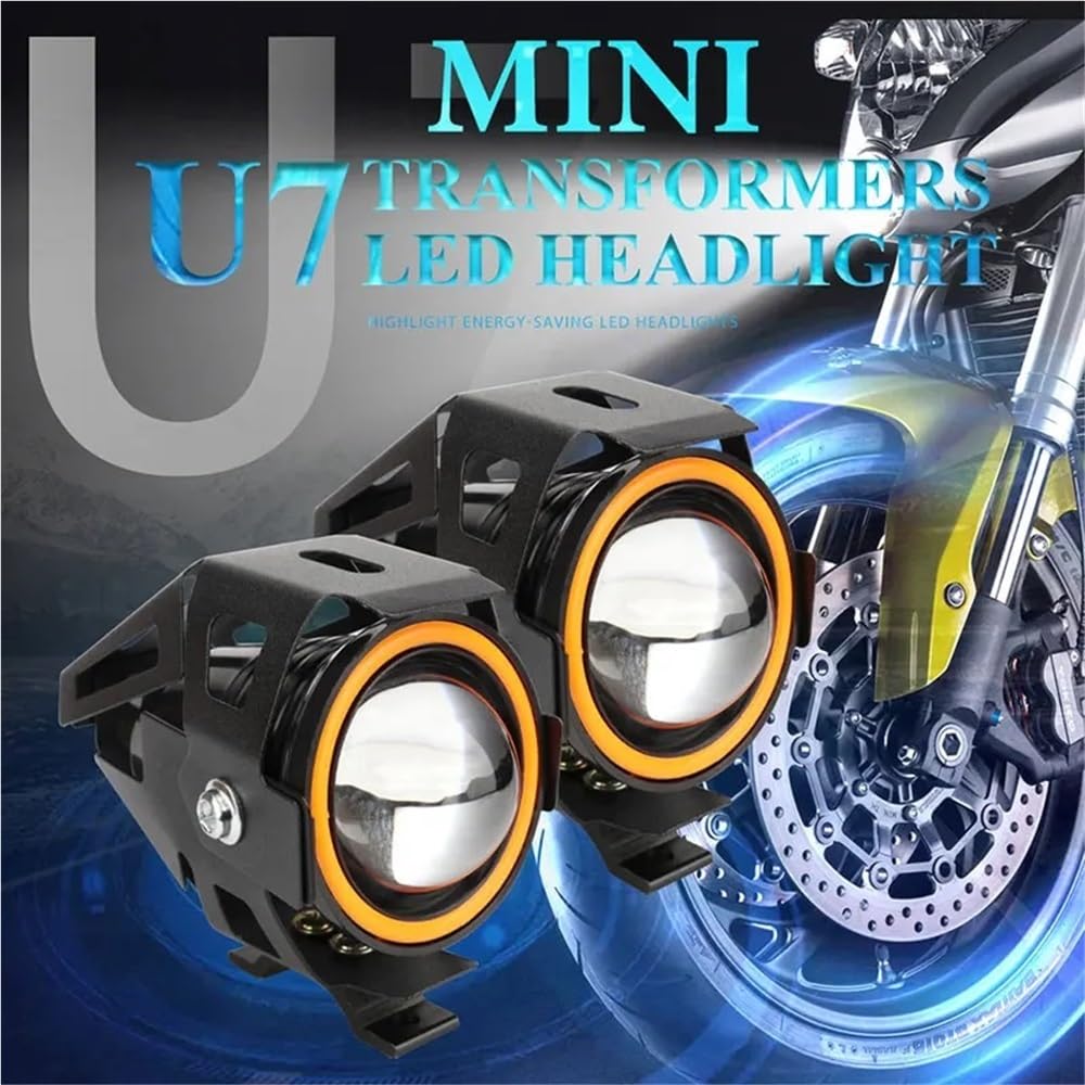 Fari Fendinebbia per moto Lente Luci di guida per scooter | Moto 2 pezzi Fari Angel Eye Faretto a LED Fendinebbia Fasci alti e bassi per moto Lente Luci di guida per scooter