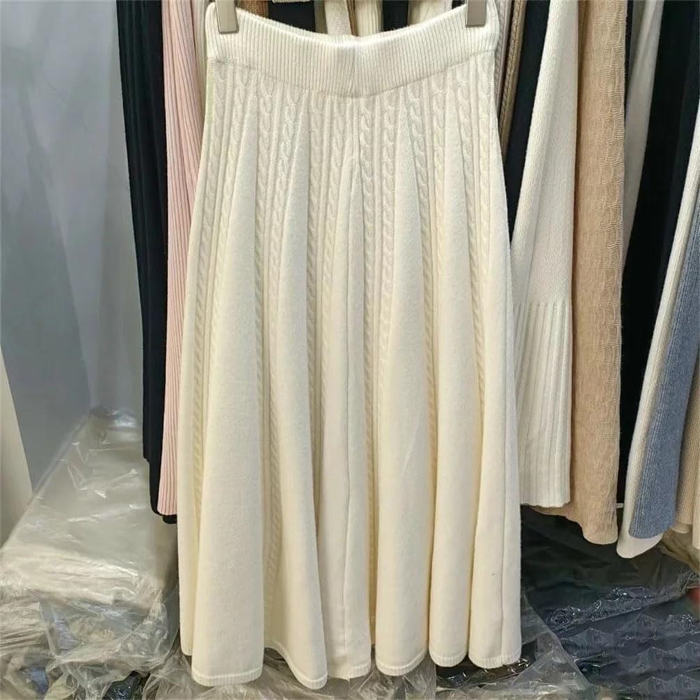 Faldas de punto de cintura alta elástica para mujer, holgadas, midi, largas, acampanadas