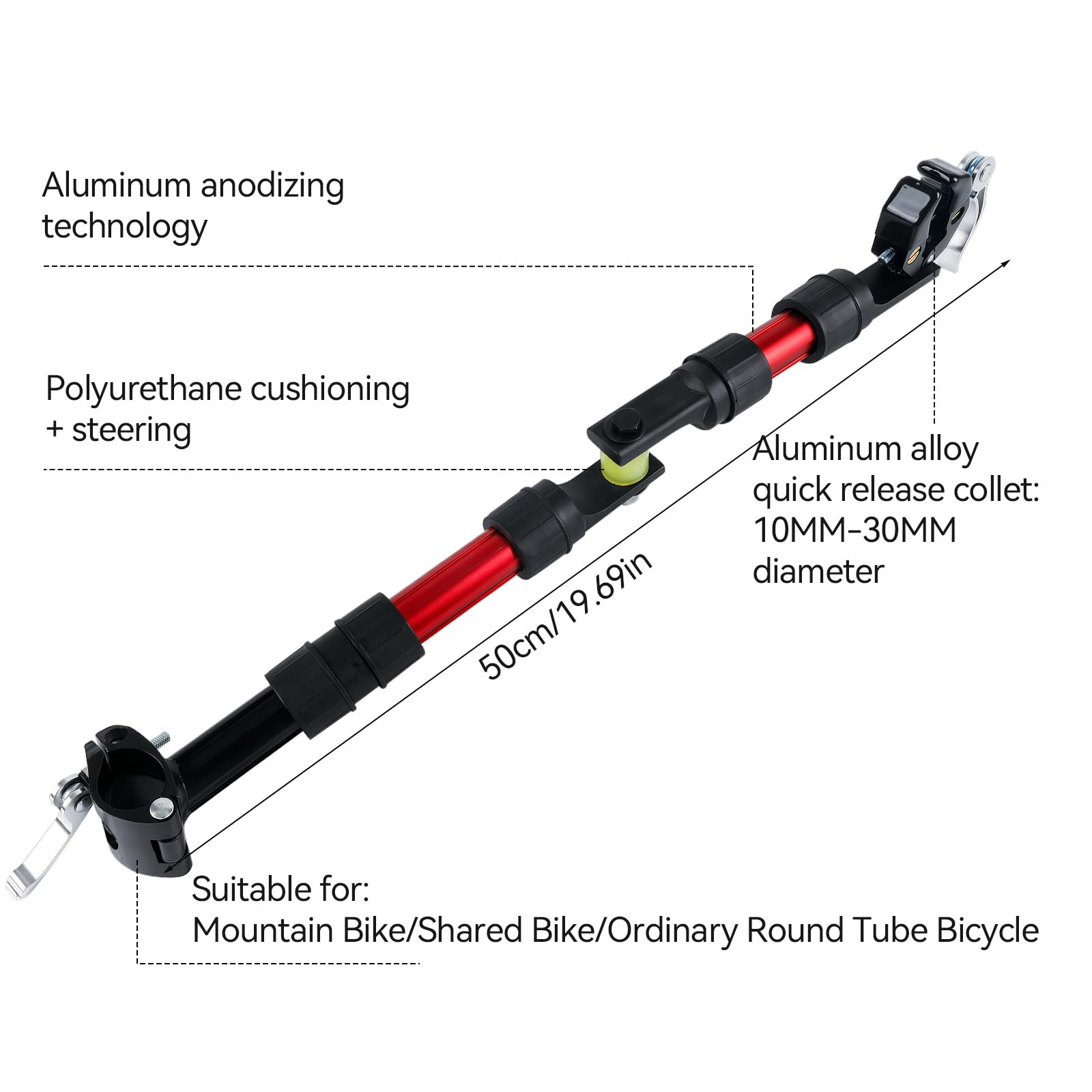 Bike Trailer Hitch for Portable Folding Wagon, Bike Trailer Connector Quick Release, Shock Absorbing, Rotatable Bicycle Trailer for Pet Cart Grocery Sports Garden Shopping Camping