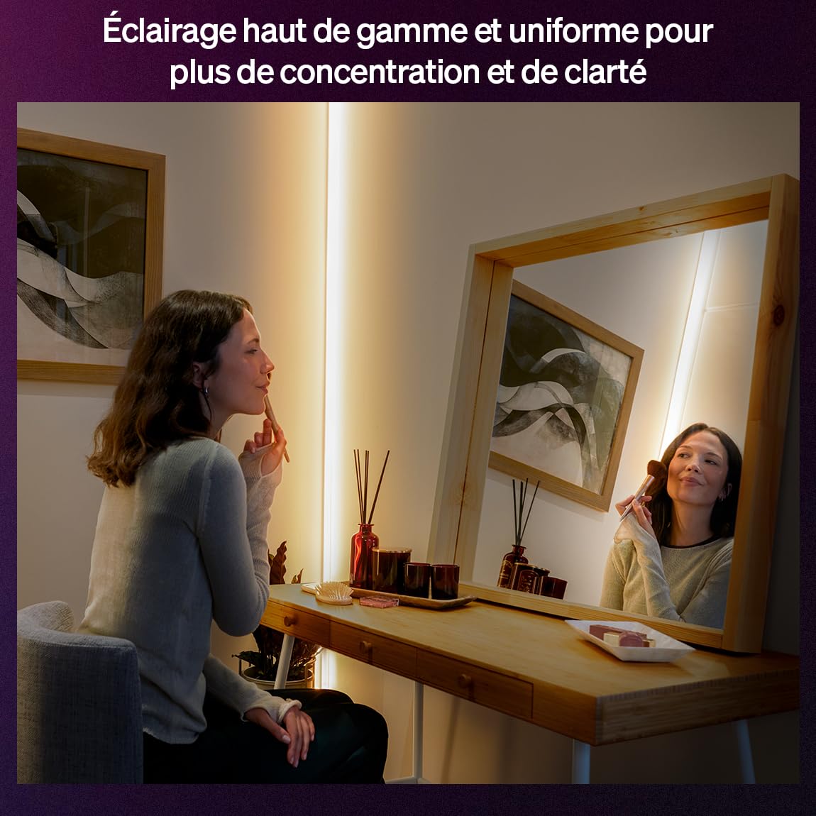 Philips Hue Bande LED OmniGlow Micro 3 mètres , 2700 lm, Ambiance et couleur vive, Ruban LED lumineux flexible et découpable pour intérieur, Contrôle via l'application et par commande vocale