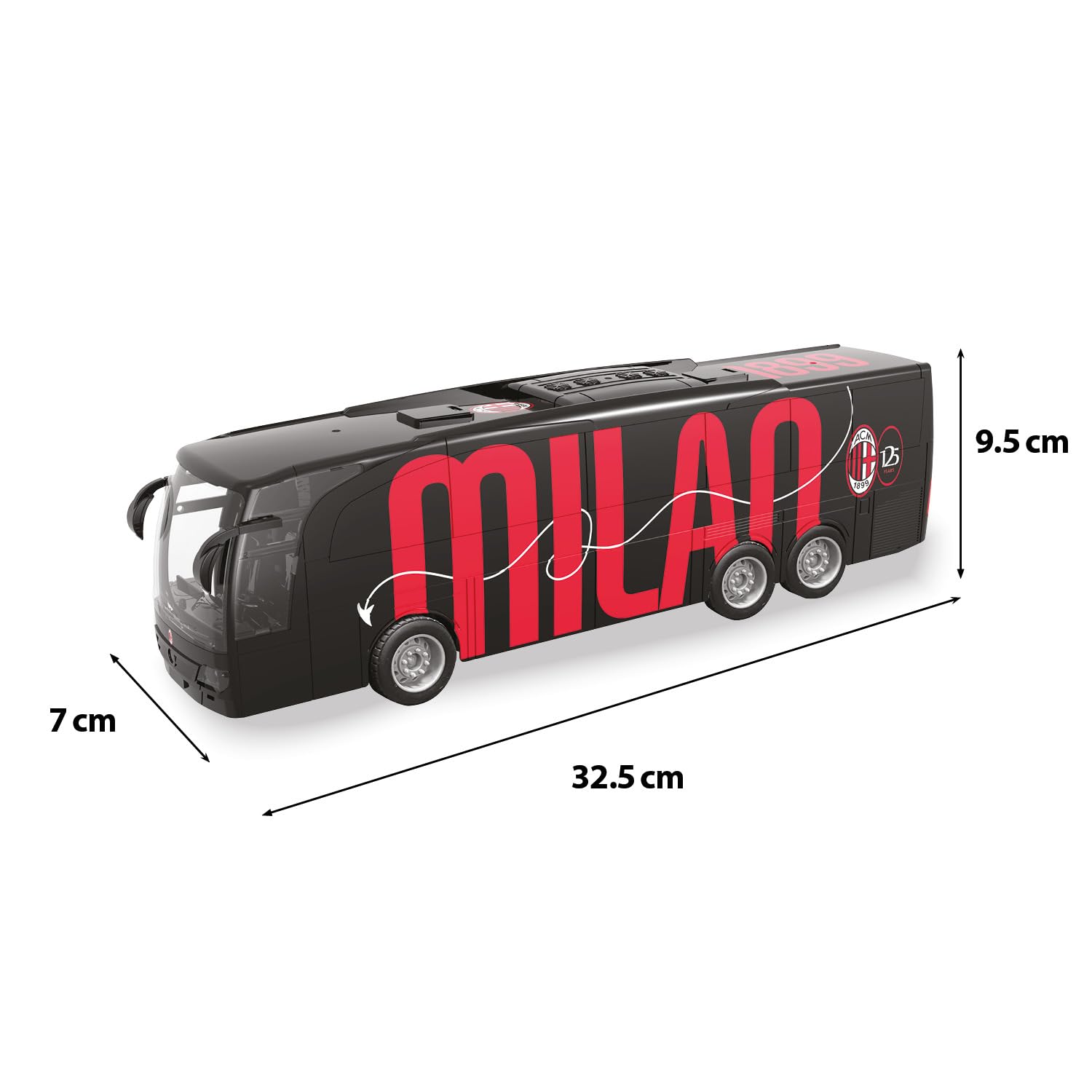 Mondo Bus radiocommandé Milan Motors, Longueur du modèle 33 cm, Piles Rechargeables incluses, Bus pour Enfants 63855