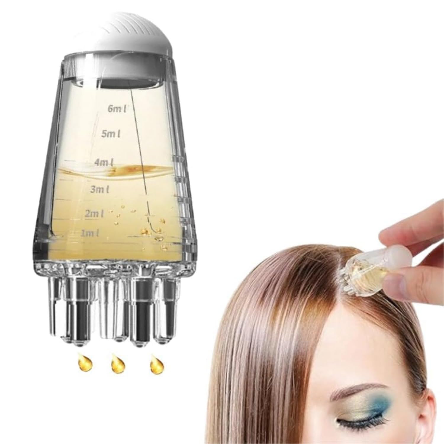 HELLYZ Scalp Applicator Comb Smooth Root Hair Oil Applicator Bottle For Scalp Anti Hair Loss Oil Dispenser Anti-Leak 6ML-image-5