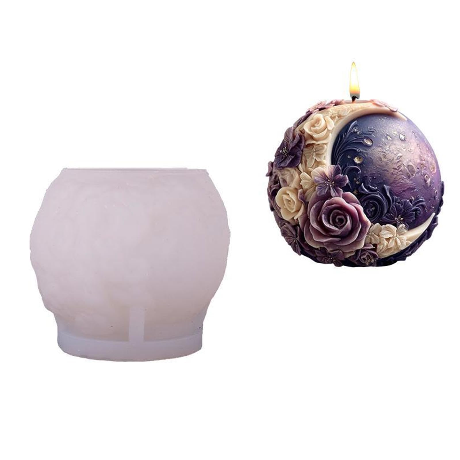 Nucelit Round Resin Casting Silicone Mold for Diys Aromatherapys Home Decors Floral Moons Mold for Candled Making Resin Ornaments