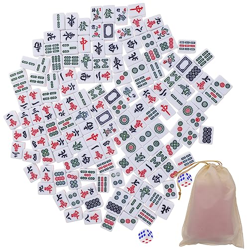 Mini Mahjong portable avec tuiles traditionnelles légères et grand sac de protection