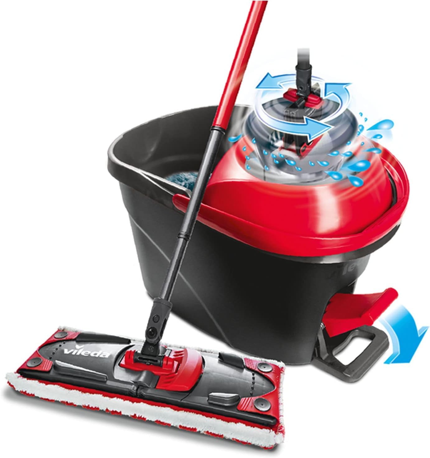 Vileda Ultramax Turbo 2in1 Bodenwischer Komplett Set, Wischmopp mit Stiel, Mikrofaserbezug und Eimer mit Powerschleuder, für alle Hartböden, Stiellänge 75-130cm