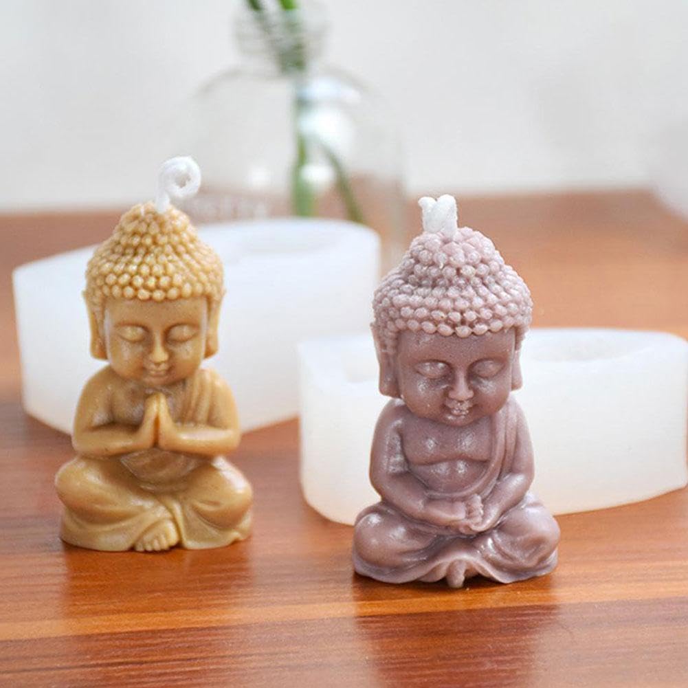 2 Moules Silicone Bouddha – Pour Bougies, Savons, Résine, 4,5x7 Cm, Réutilisables, Démoulage Facile