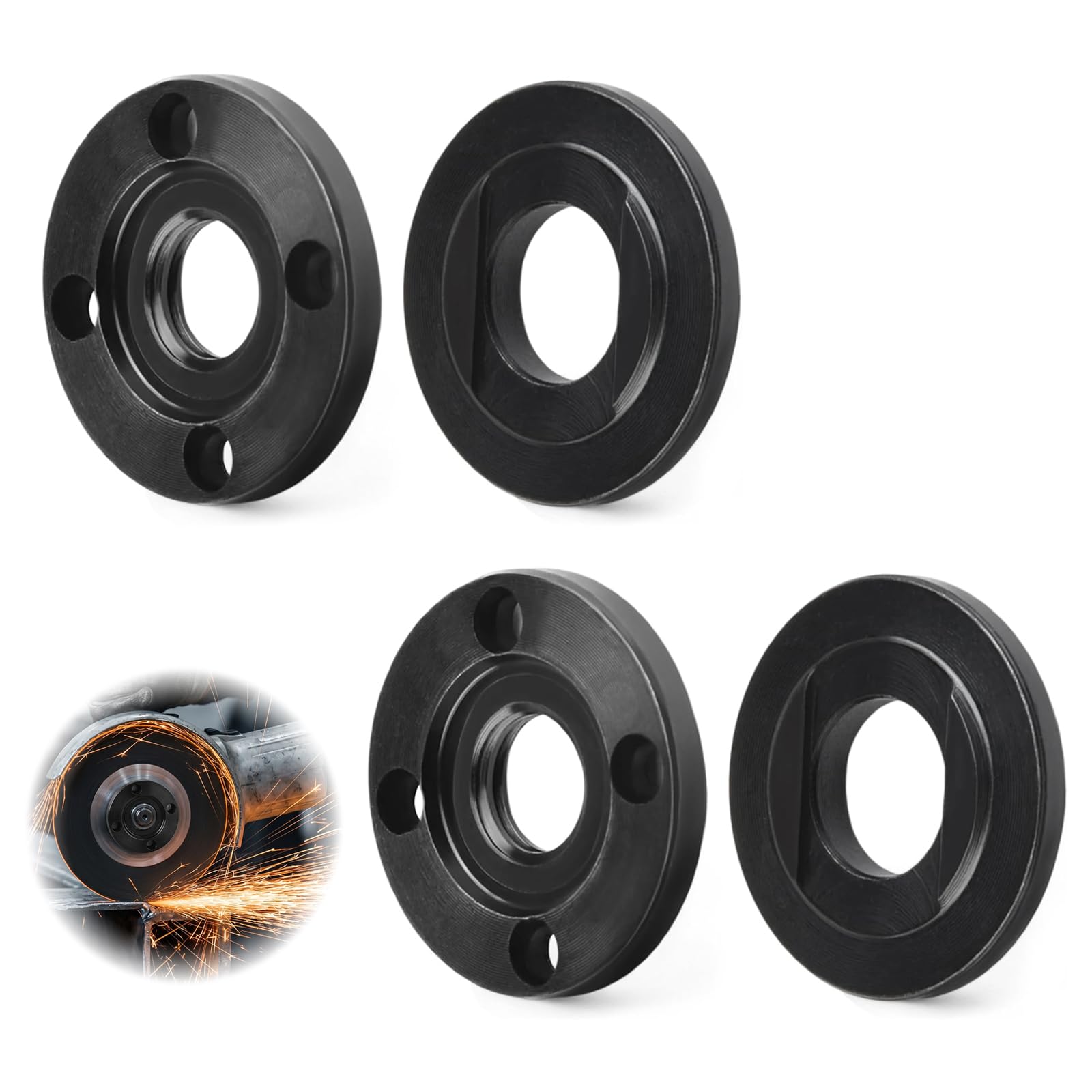 2PCS M14 Thread Flange Nut Set for Angle Grinders,Heavy Duty Carbon Steel Inner Outer Locknuts Replacement Parts, Anti Seize M14 Thread Grinding Disc Clamping Spares